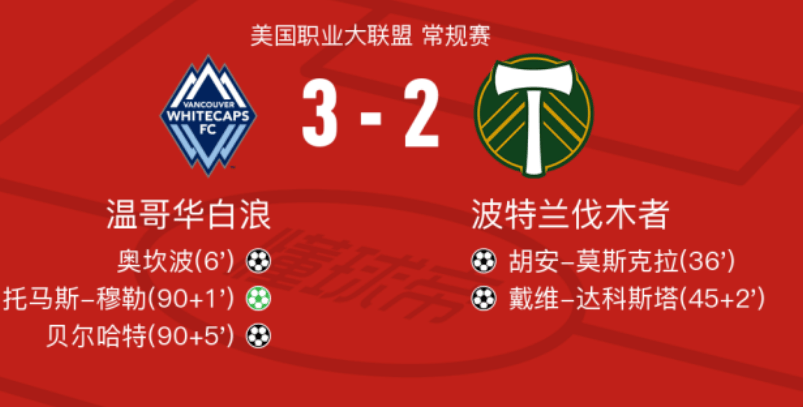 伤停补时绝杀!米兰体育揭晓温哥华白浪3-2逆转波特兰